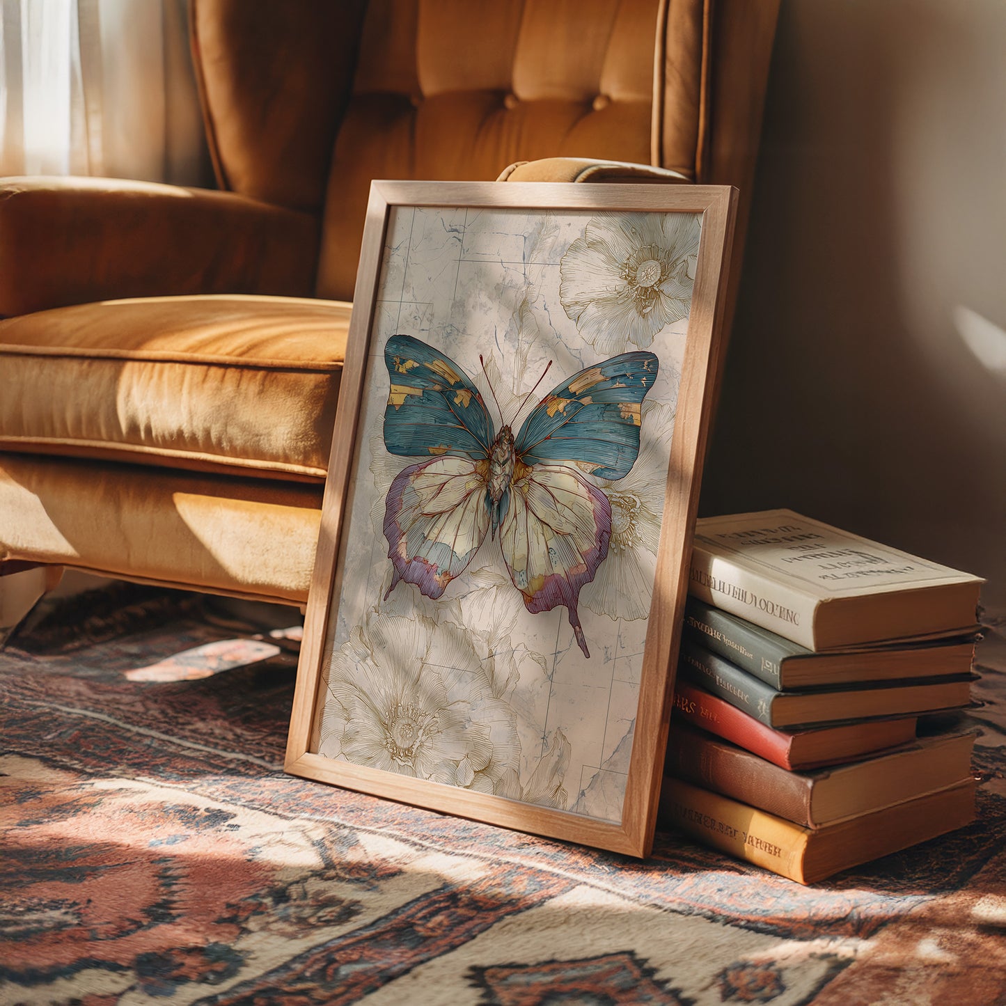 Teal Wings On Vintage Maps