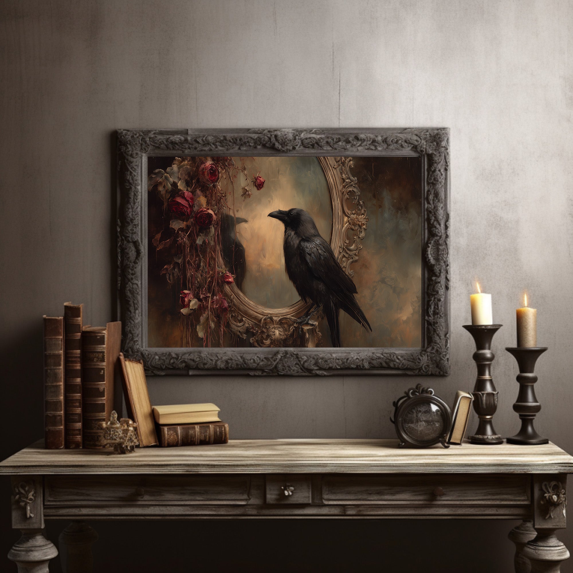 Raven Among Faded Roses