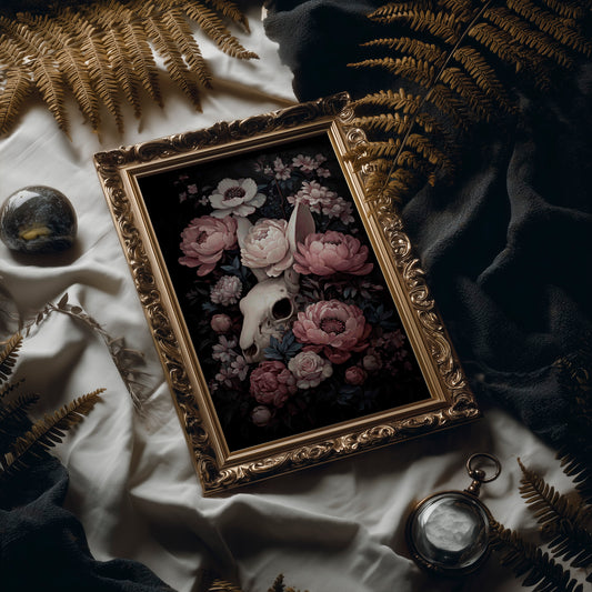 Skull Blossoms Against Velvet Night