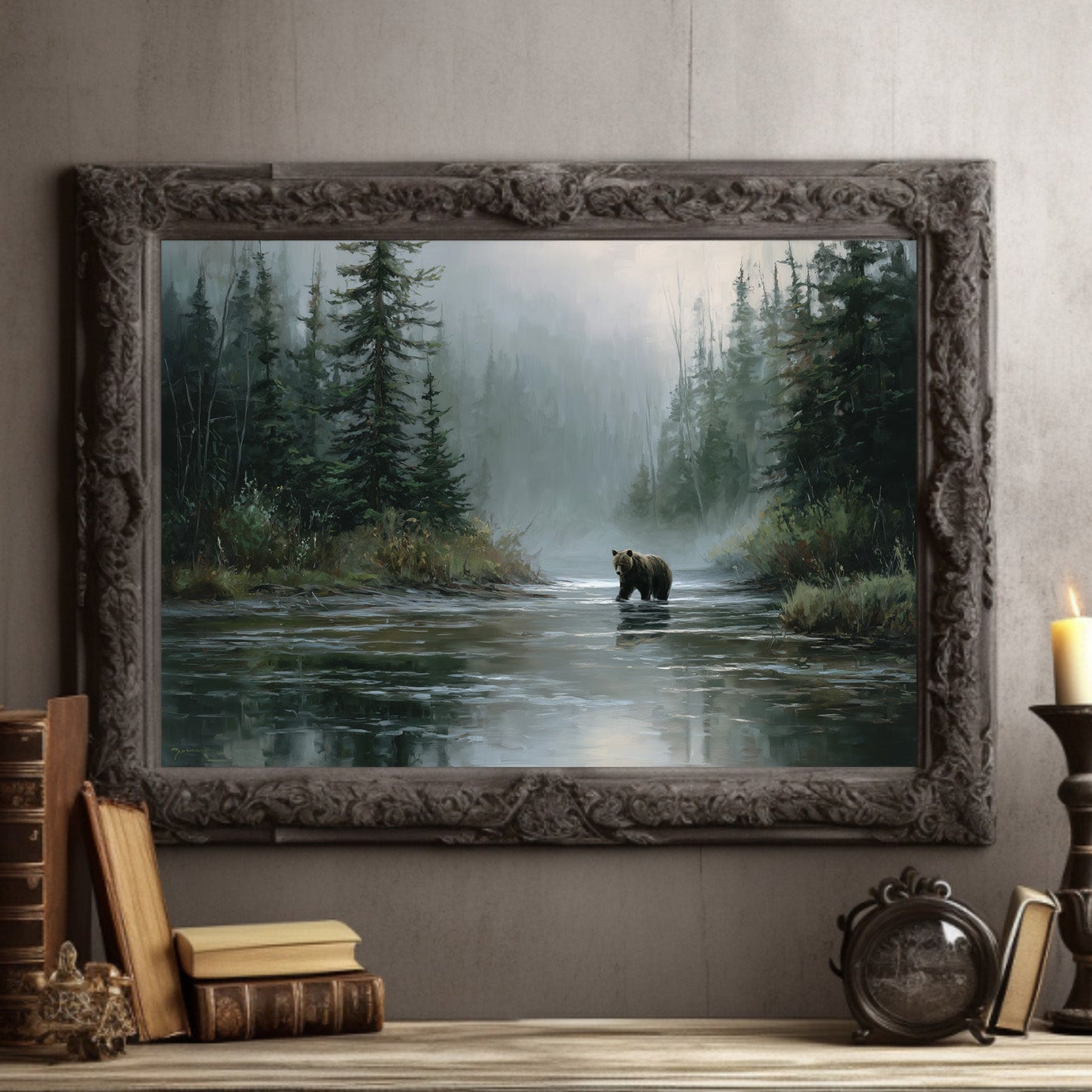 Misty River Meets Ancient Wanderer