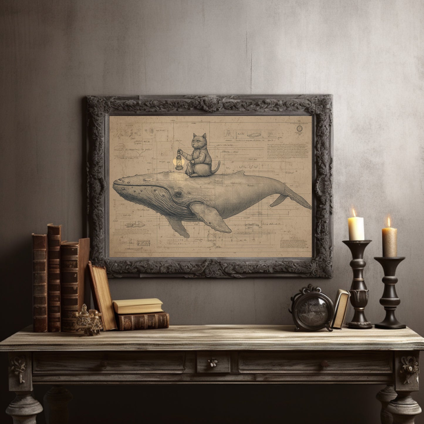 Cat Sailor Charts Ocean Dreams