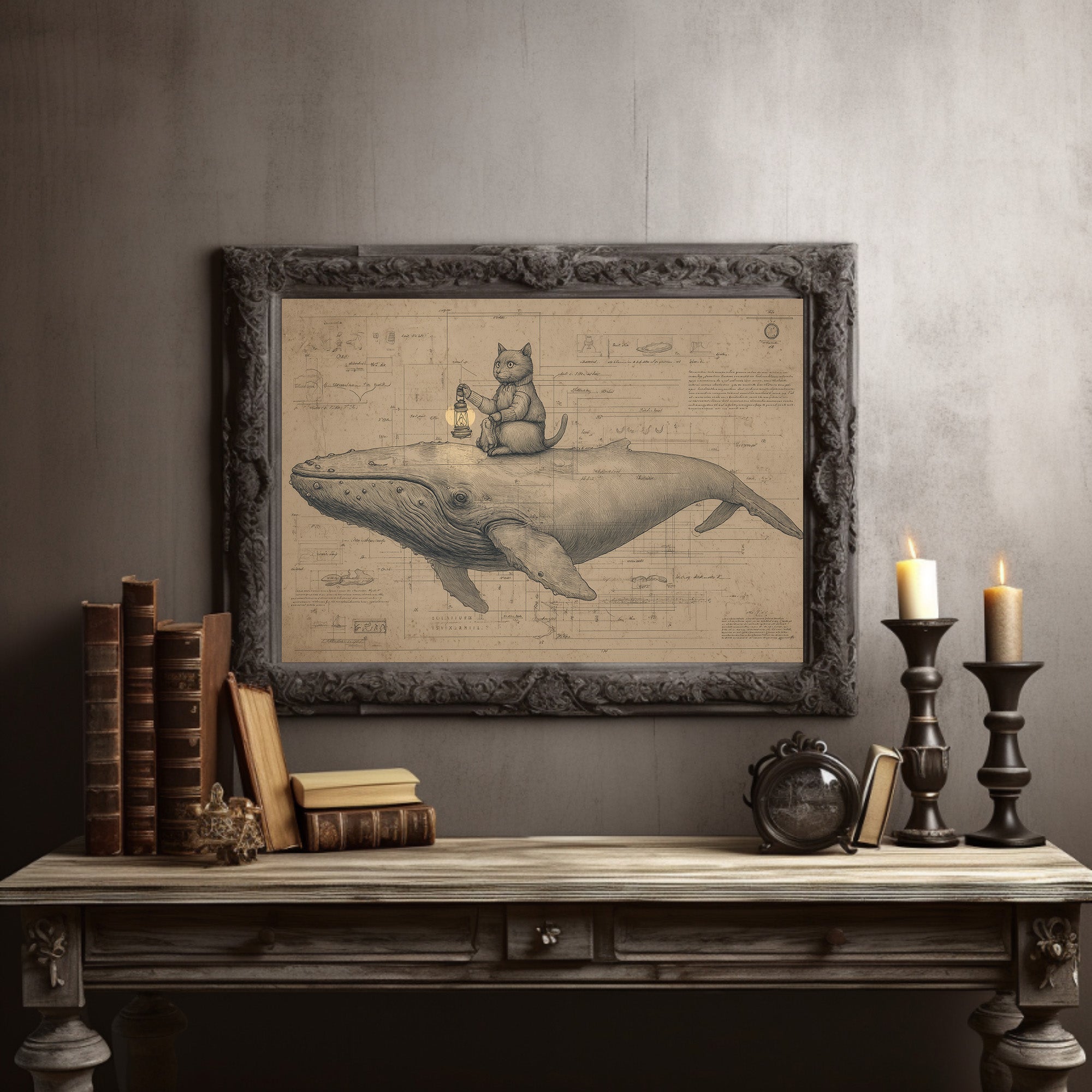 Cat Sailor Charts Ocean Dreams