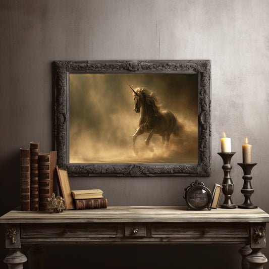 Mythic Gallop Through Golden Dust