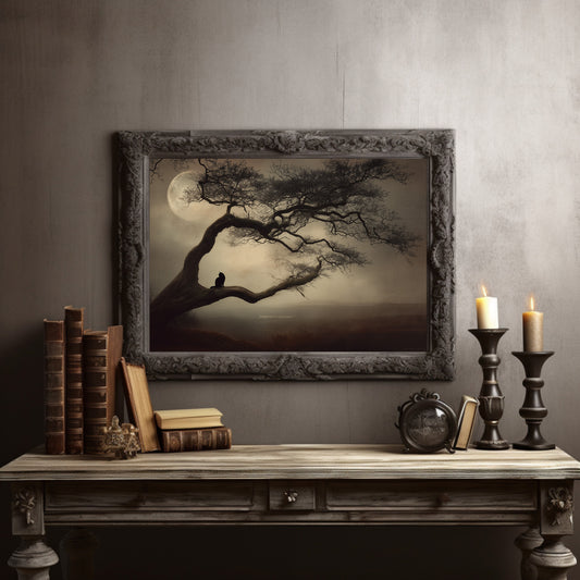 Ancient Oak Meets Moonlit Solitude