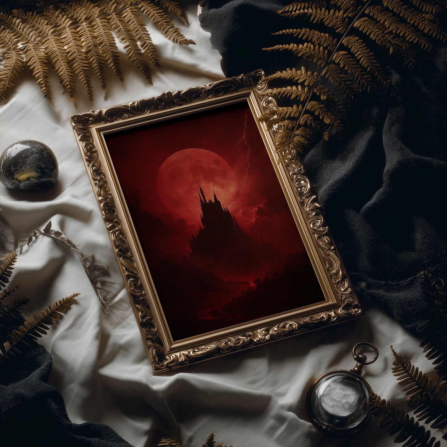 Crimson Castle Under Blood Moon
