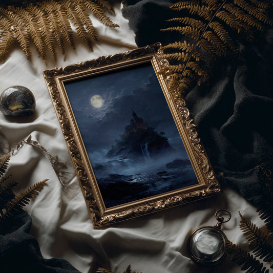 Castle Perched Above Midnight Tides