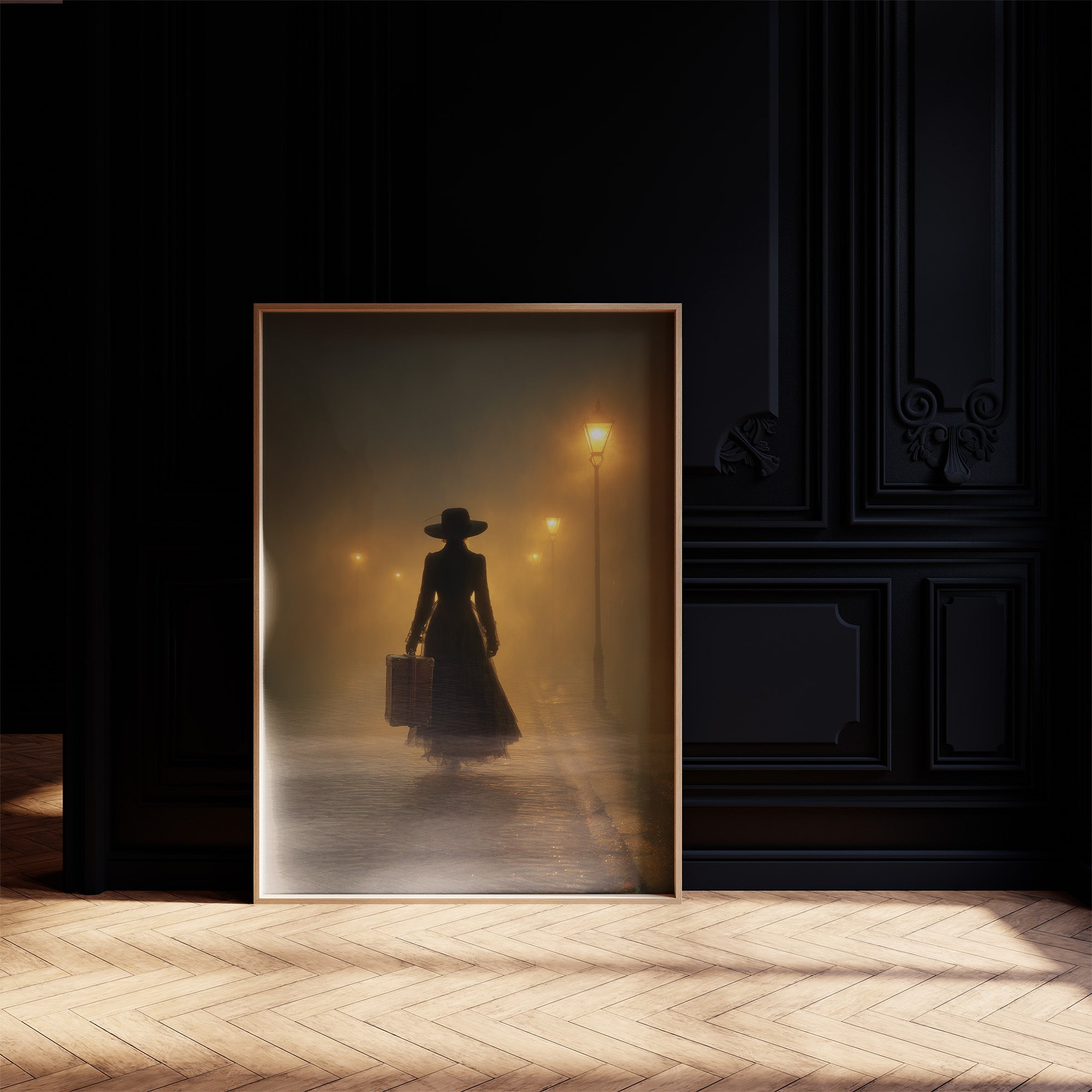 Mist Traveler Under Golden Lamps