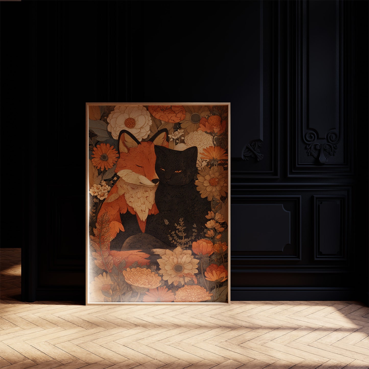 Autumn Fables Between Fox And Cat
