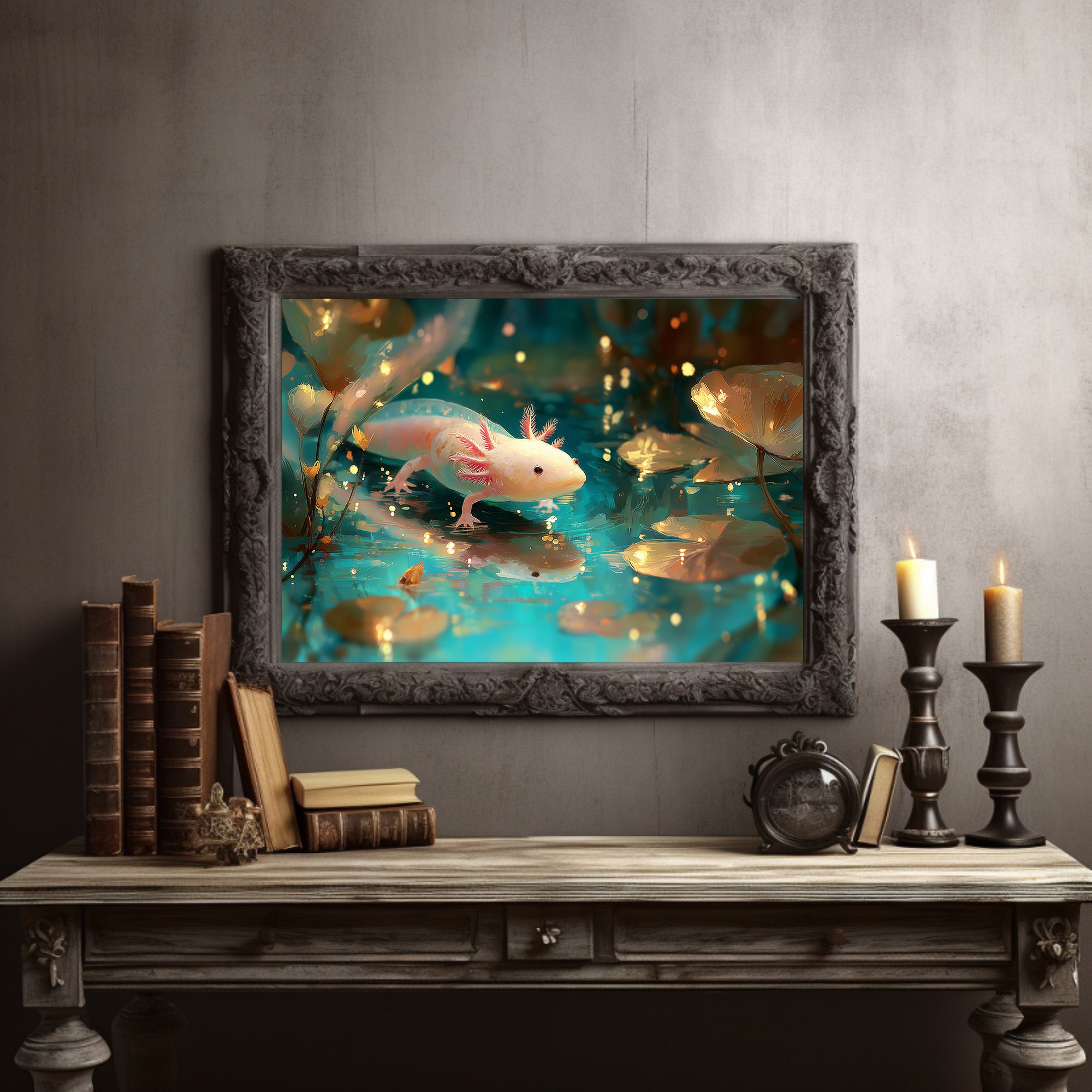 Pale Wanderer Among Turquoise Depths