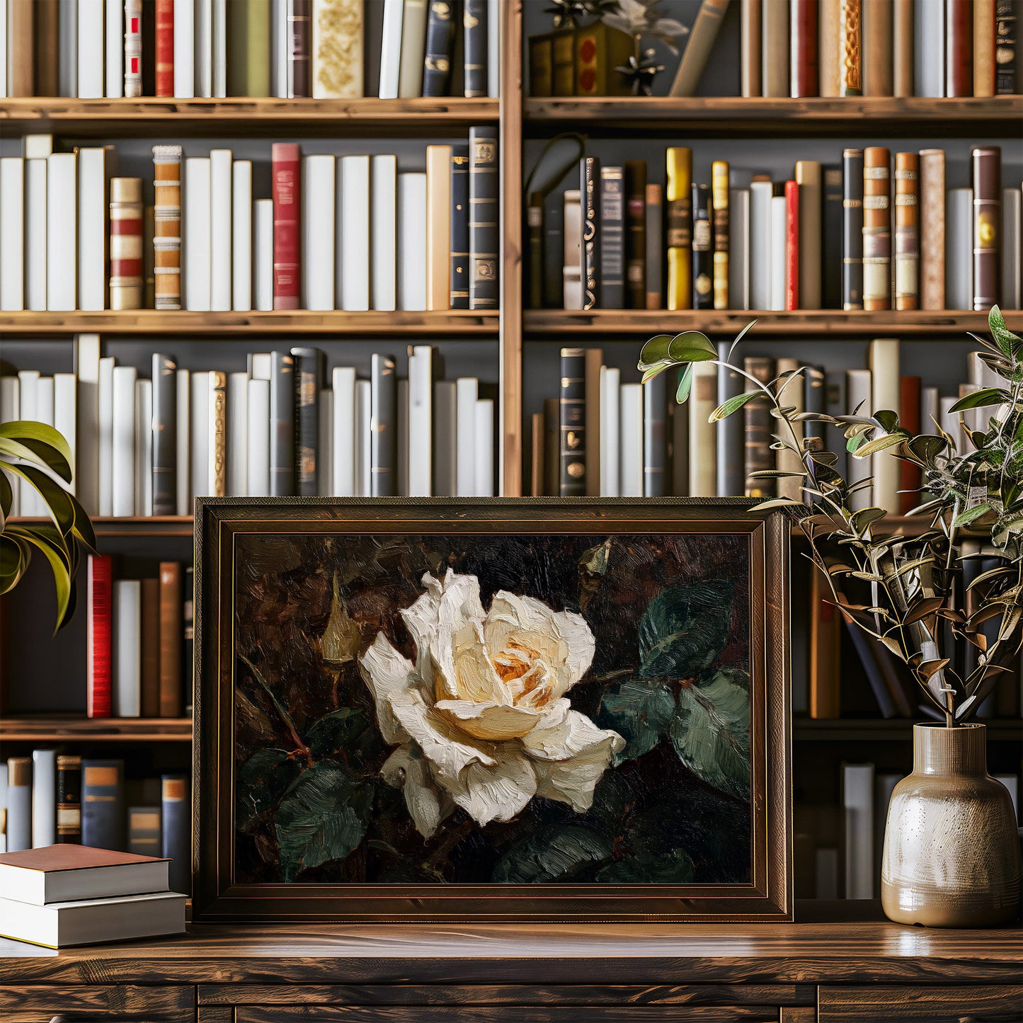 Cream Petals Among Literary Treasures