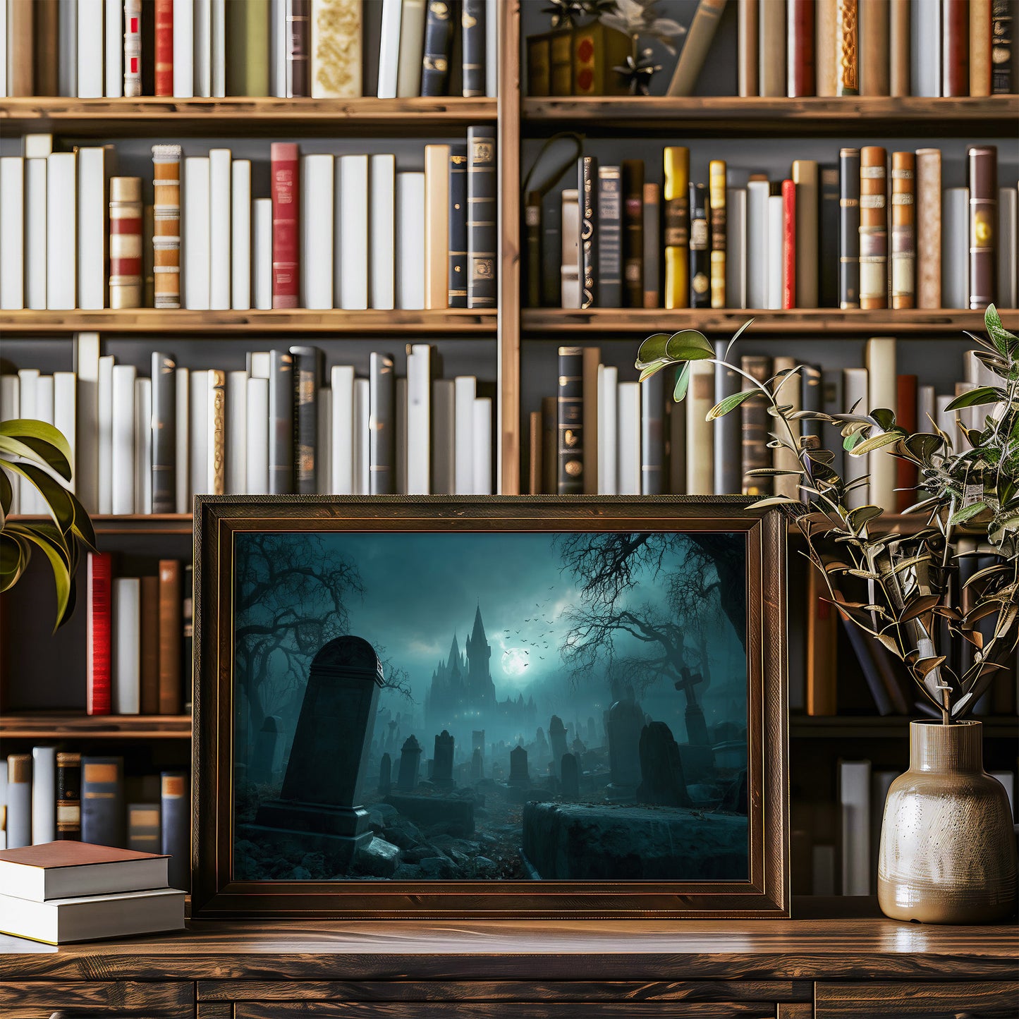 Moonlit Spires Beyond Ancient Graves