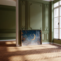 Golden Crescent Among Midnight Blooms