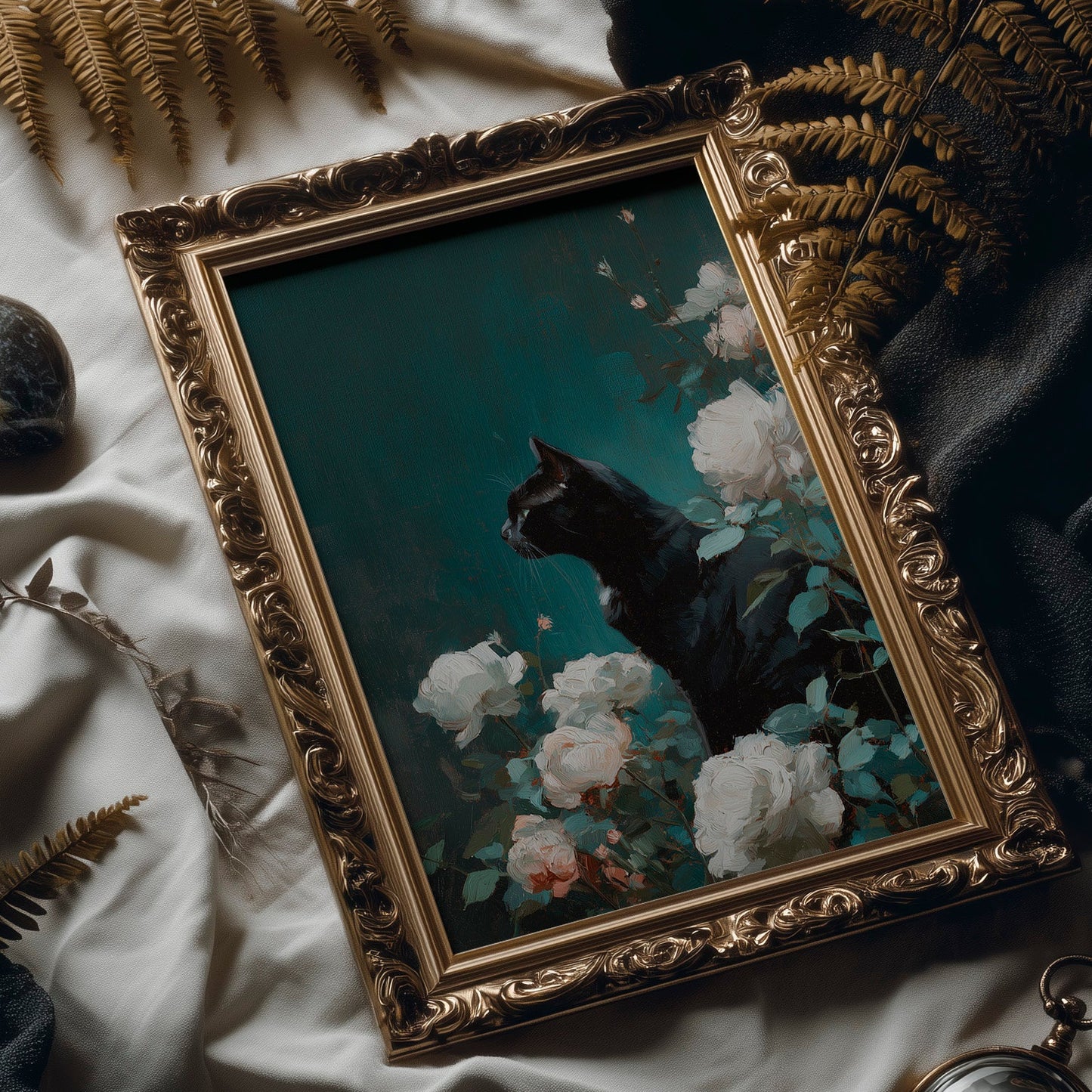 Midnight Prowl Among Pale Blooms