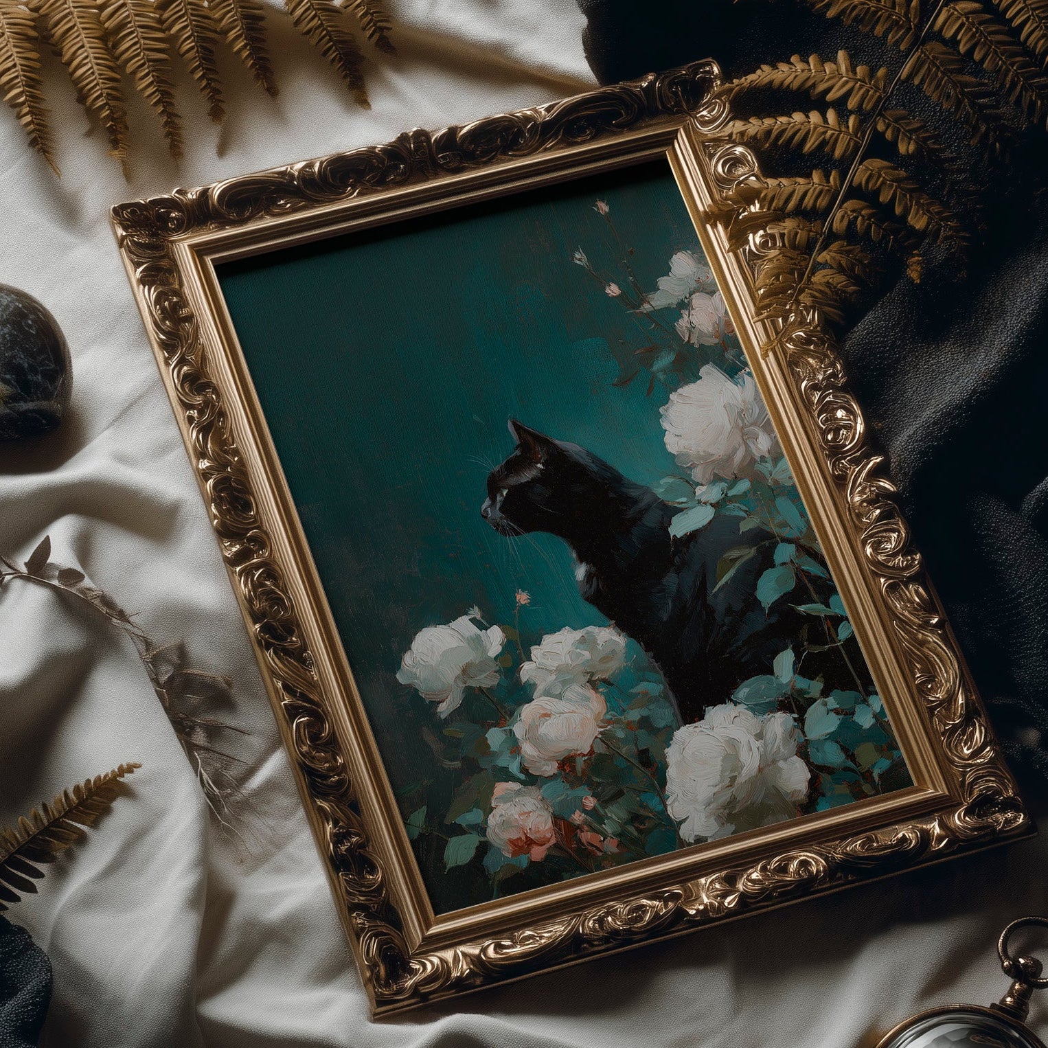 Midnight Prowl Among Pale Blooms