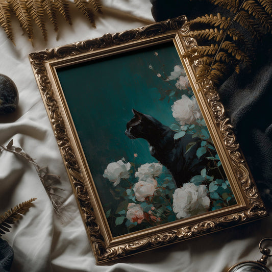 Midnight Prowl Among Pale Blooms