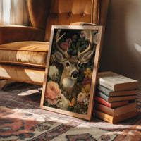 Noble Stag Among Blooming Peonies