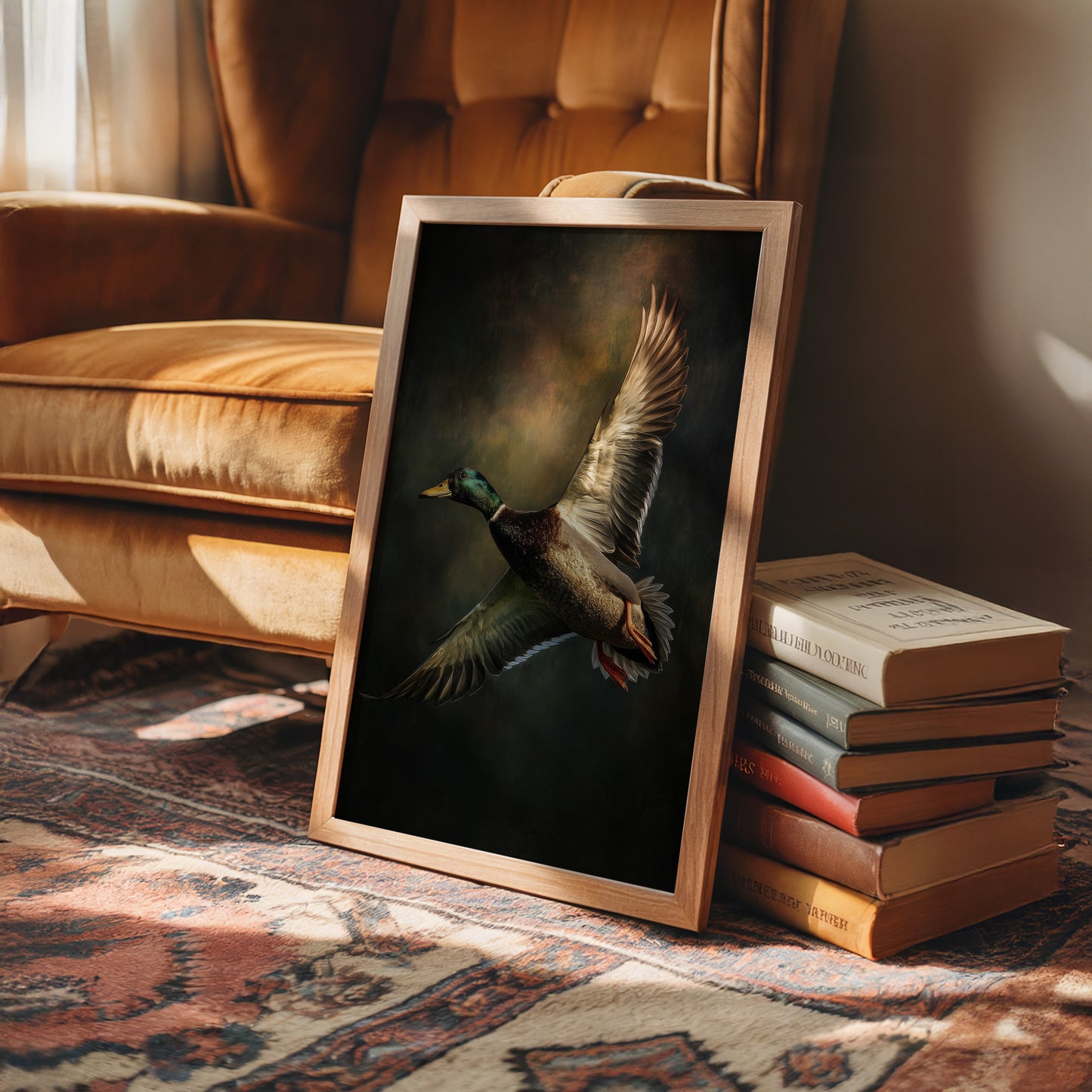 Mallard Rising On Bronze Air