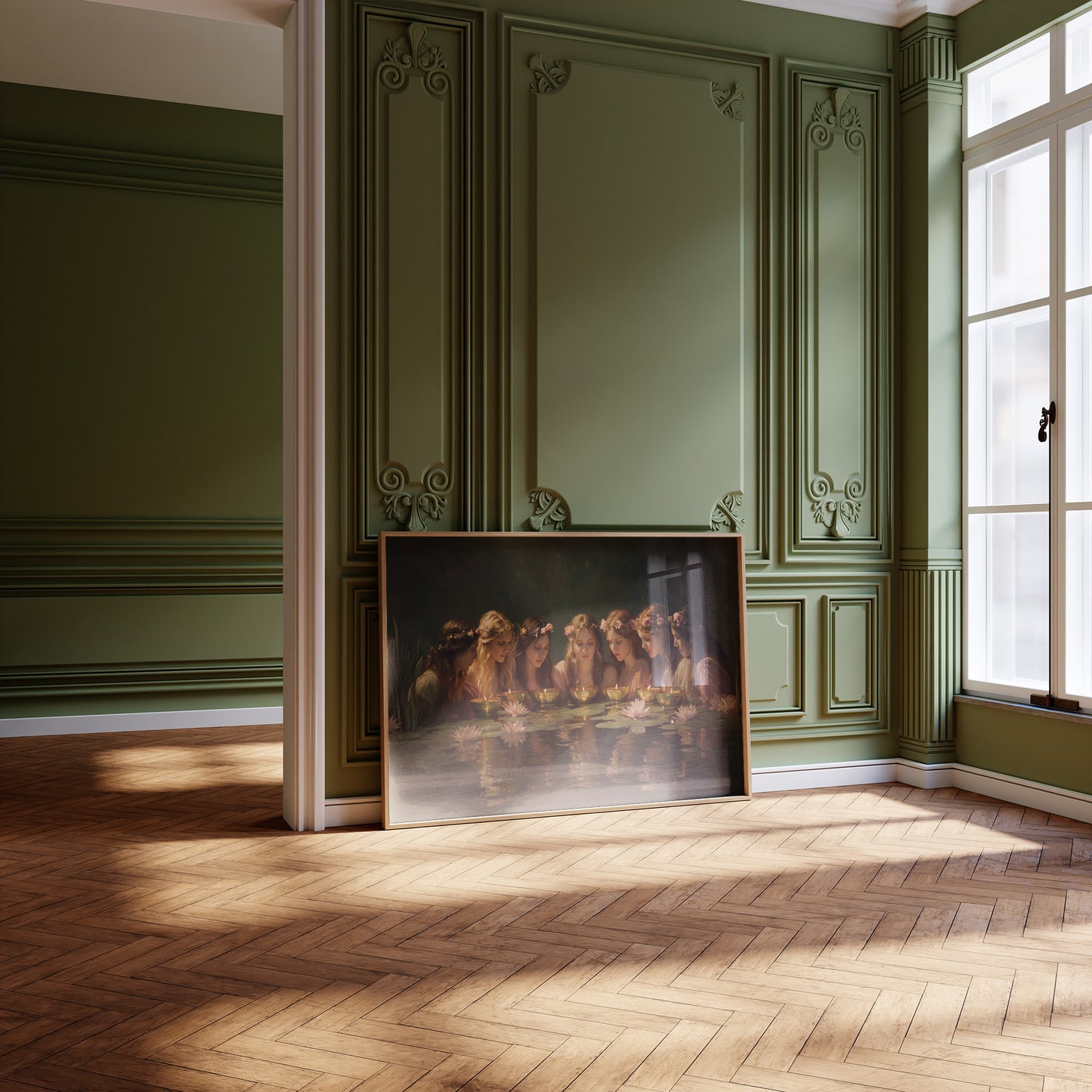 Maidens Gather At Lily Pond