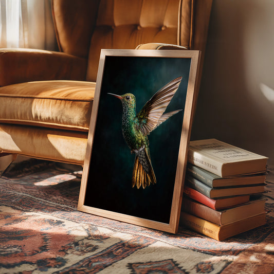 Jeweled Flight Against Midnight Teal