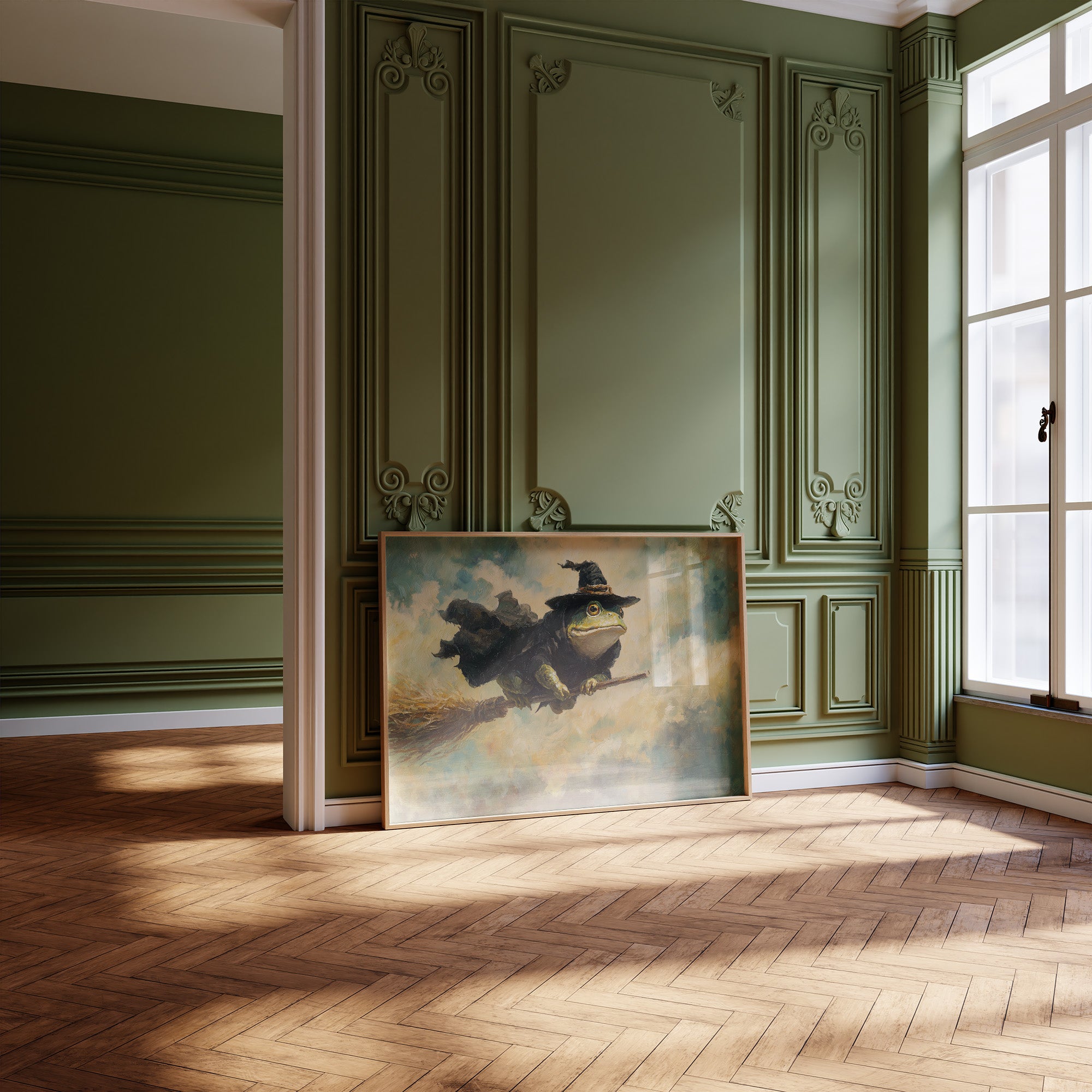 Frog Wizard Soars Through Clouds