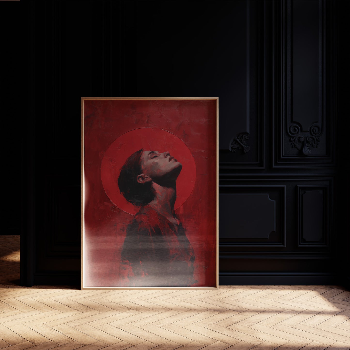 Crimson Halo Against Midnight Walls