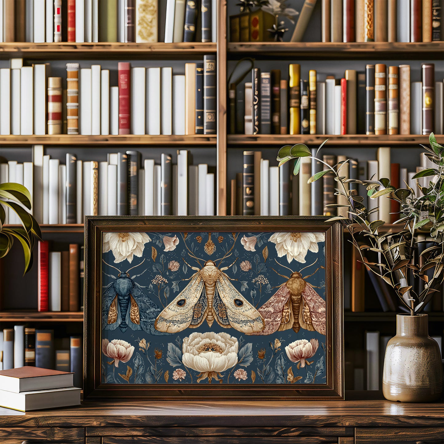 Night Moths Among Blooming Peonies