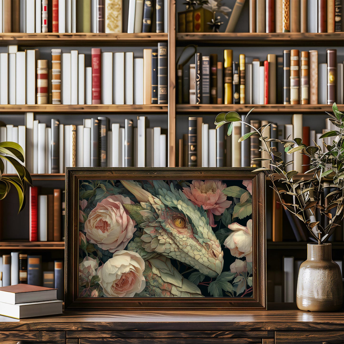 Dragon Among Soft Peonies