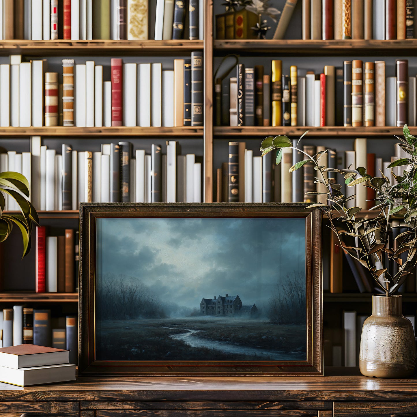 Forgotten Manor Under Stormy Skies