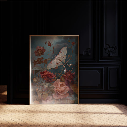 Moth Among Twilight Blooms