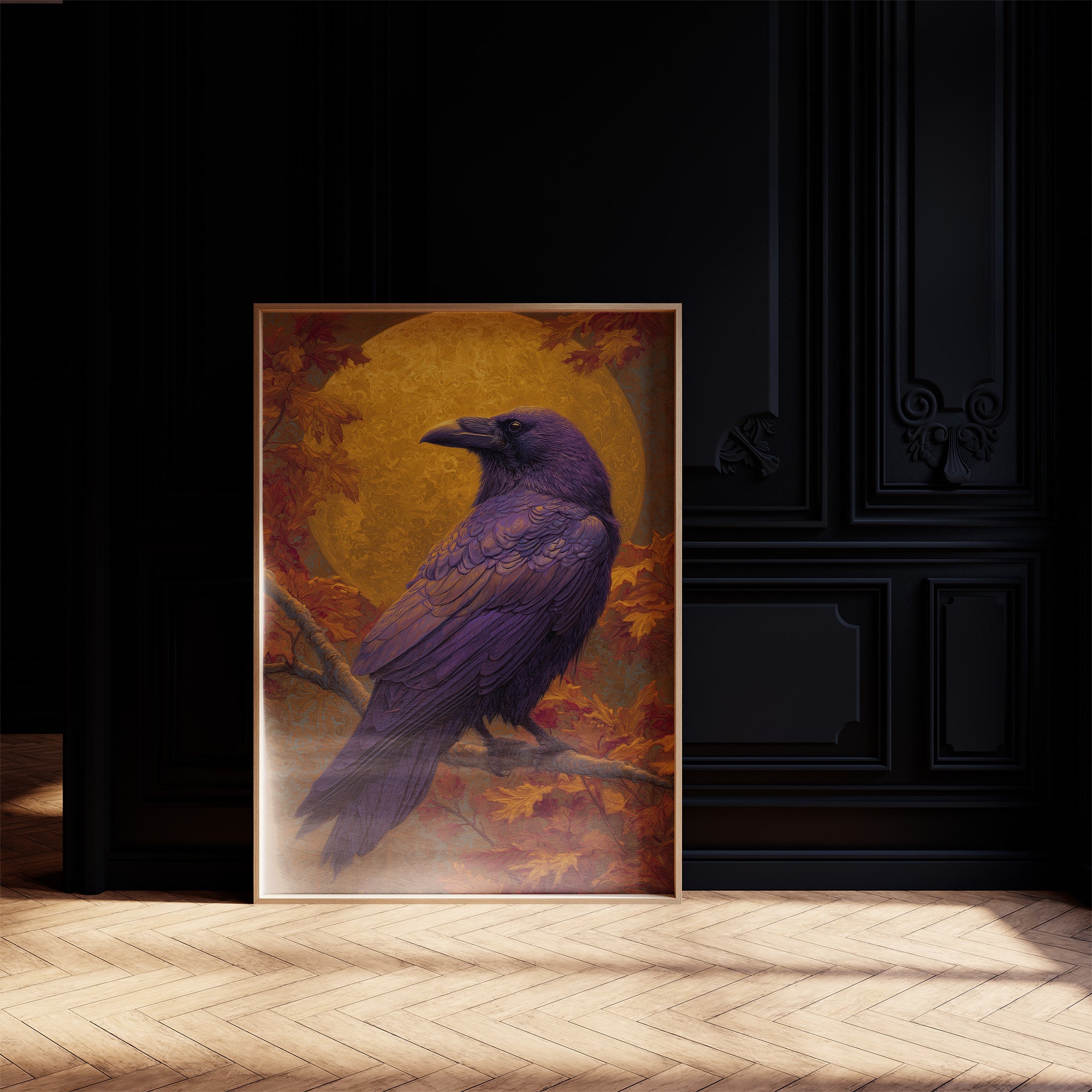 Purple Sentinel Against Autumn Moon