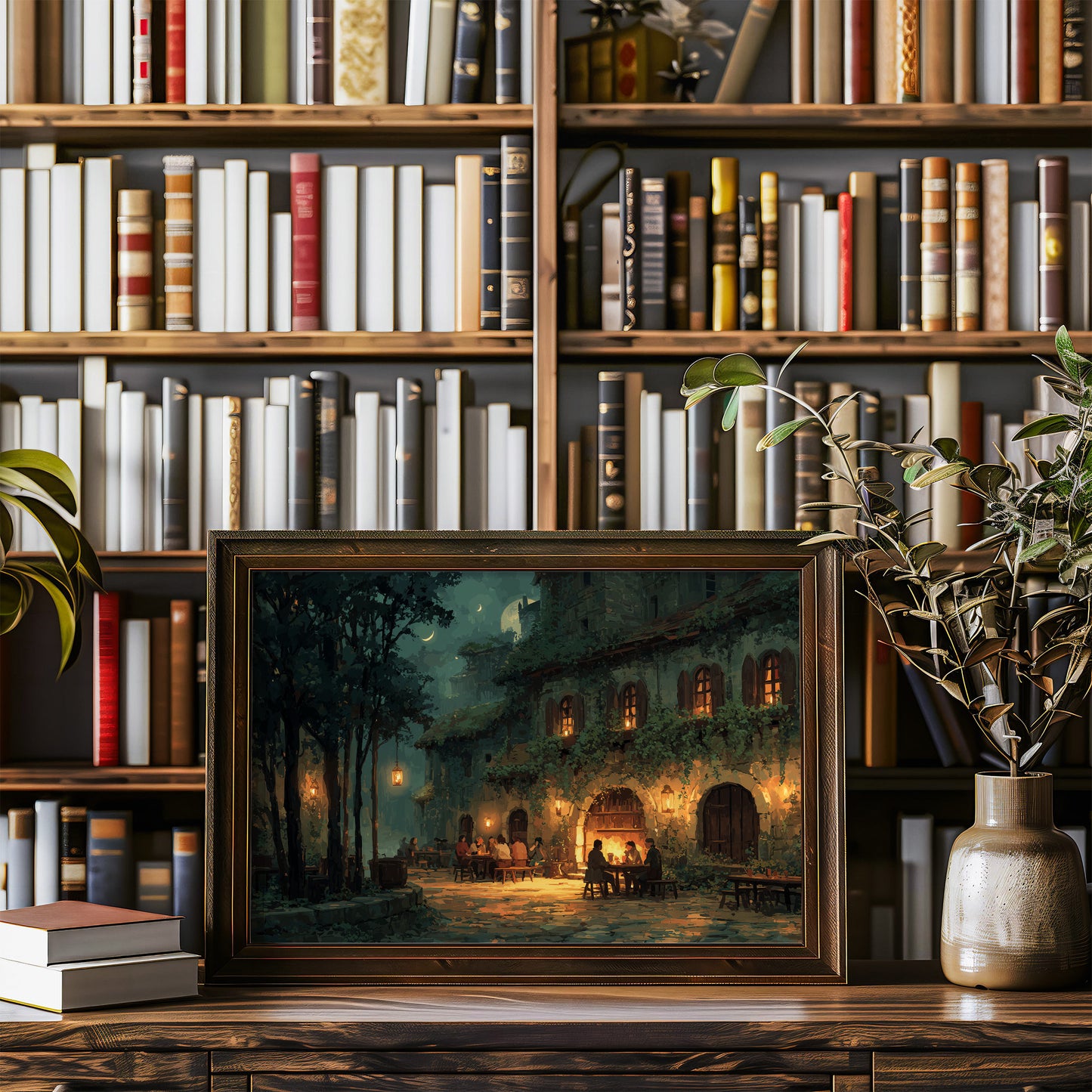 Tuscan Evening Under Crescent Light