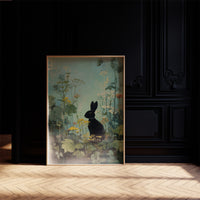 Midnight Hare Among Wildflowers