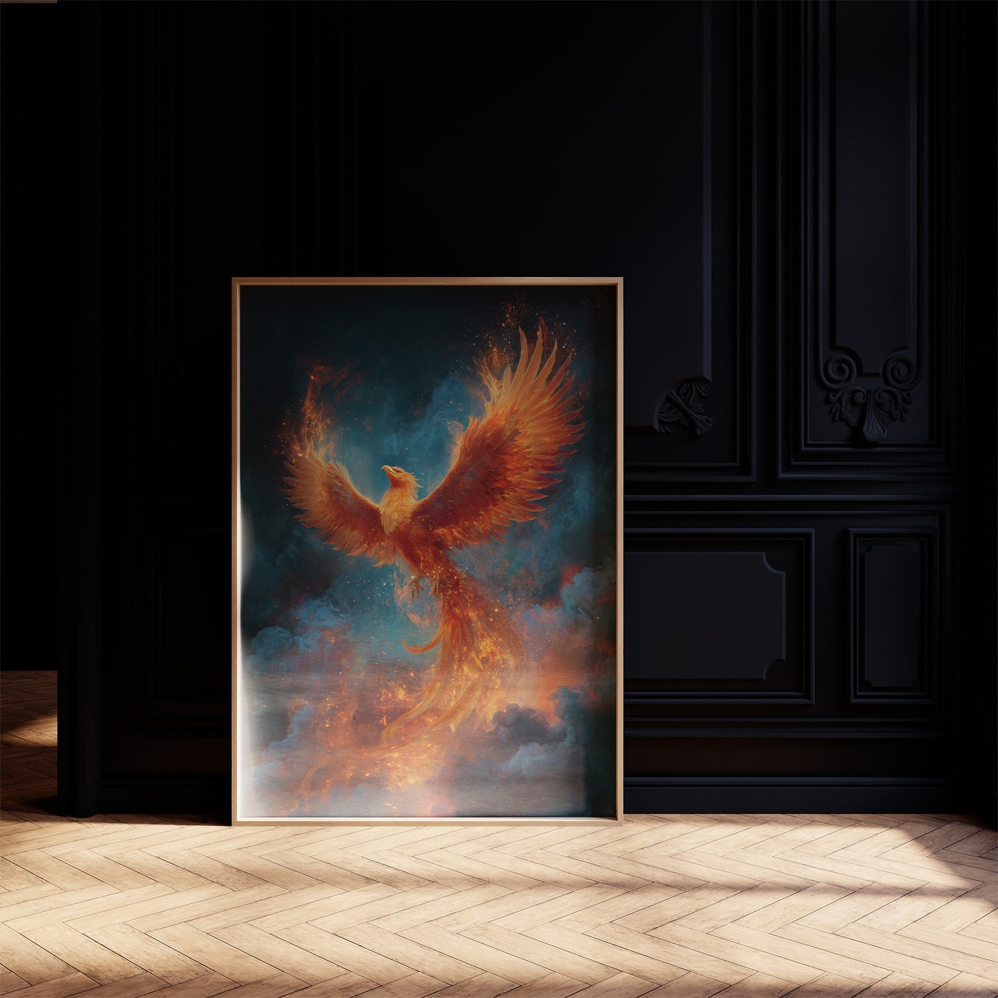 Flame Wings Against Midnight Sky