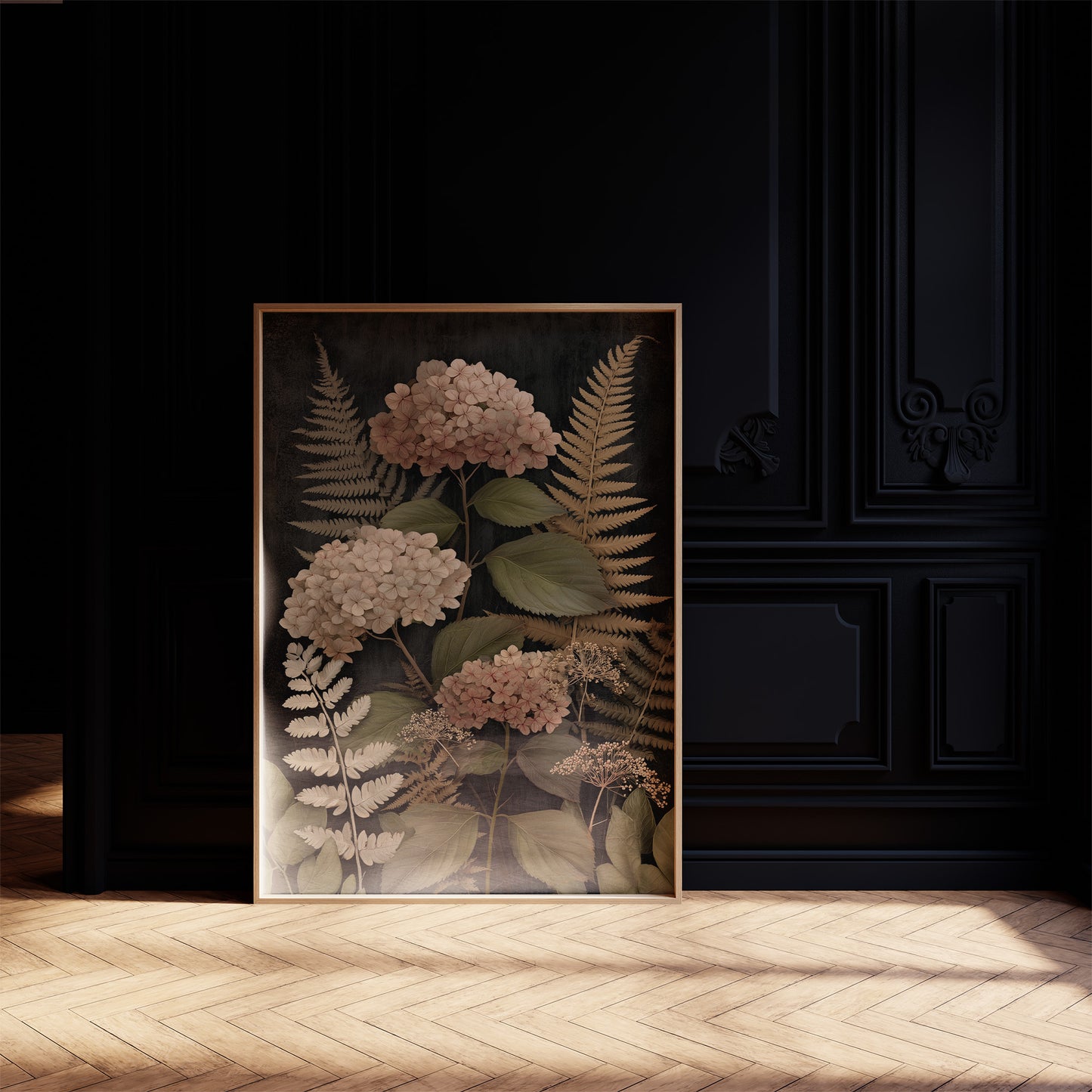 Blush Blooms Against Midnight Walls