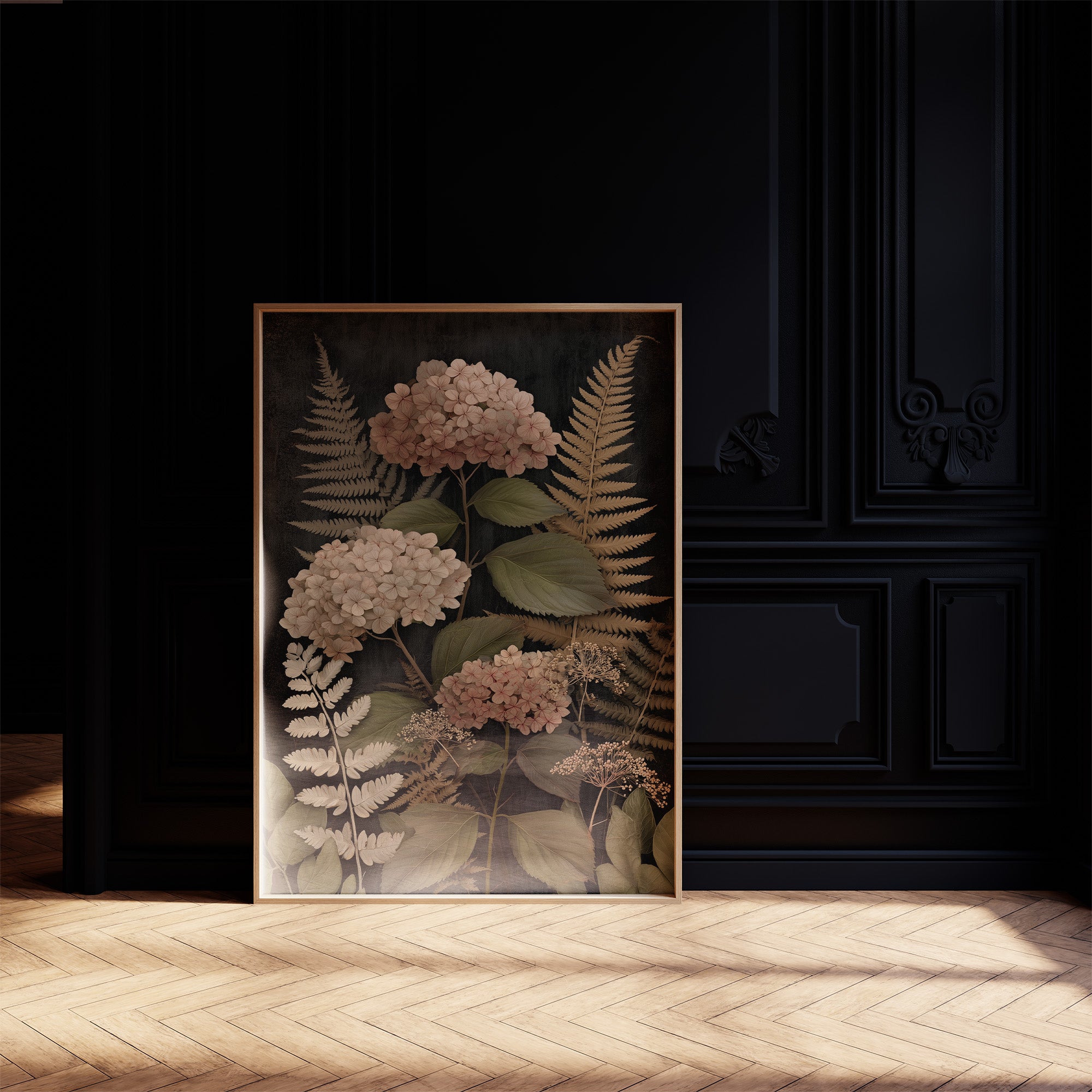 Blush Blooms Against Midnight Walls