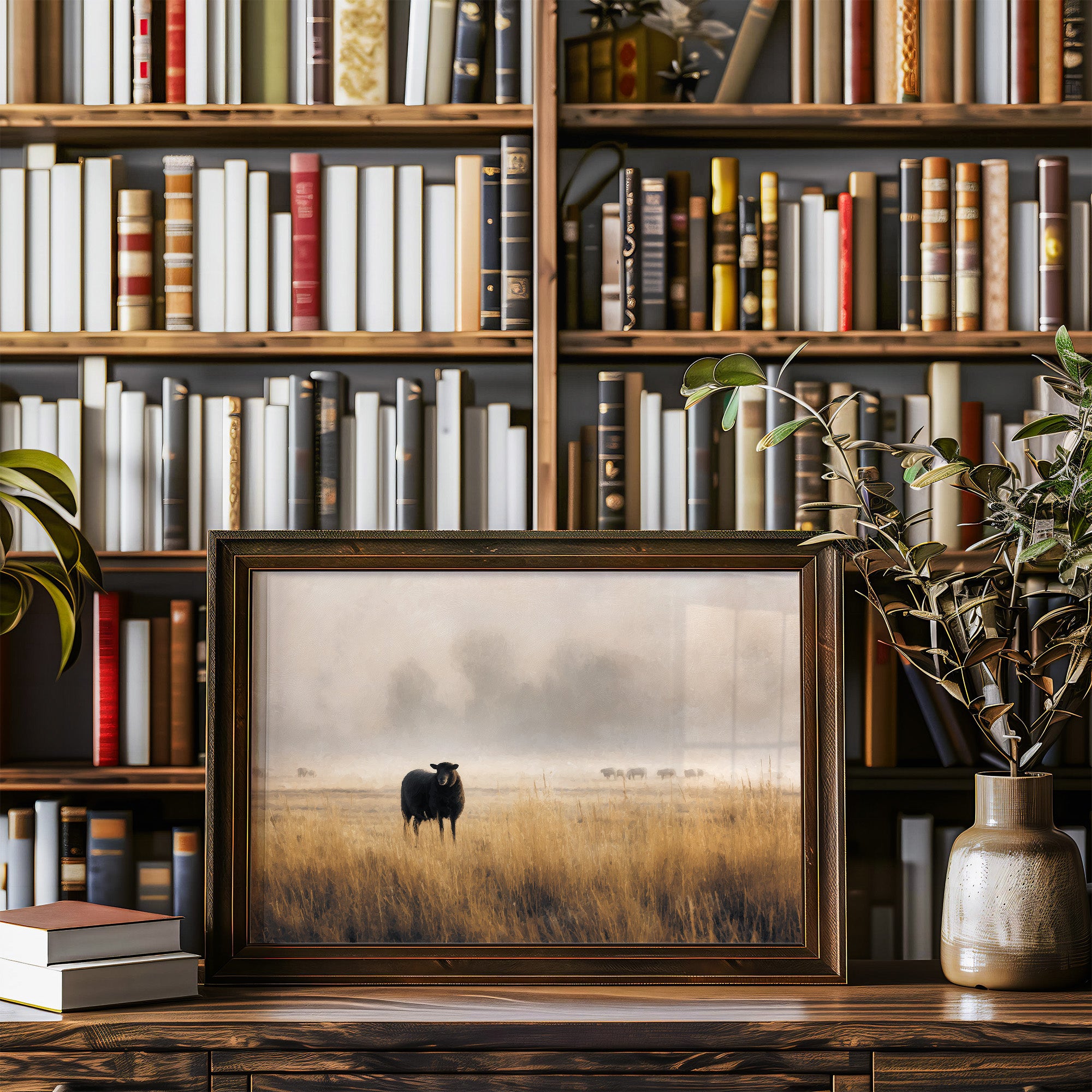 Lone Sheep Among Golden Fields