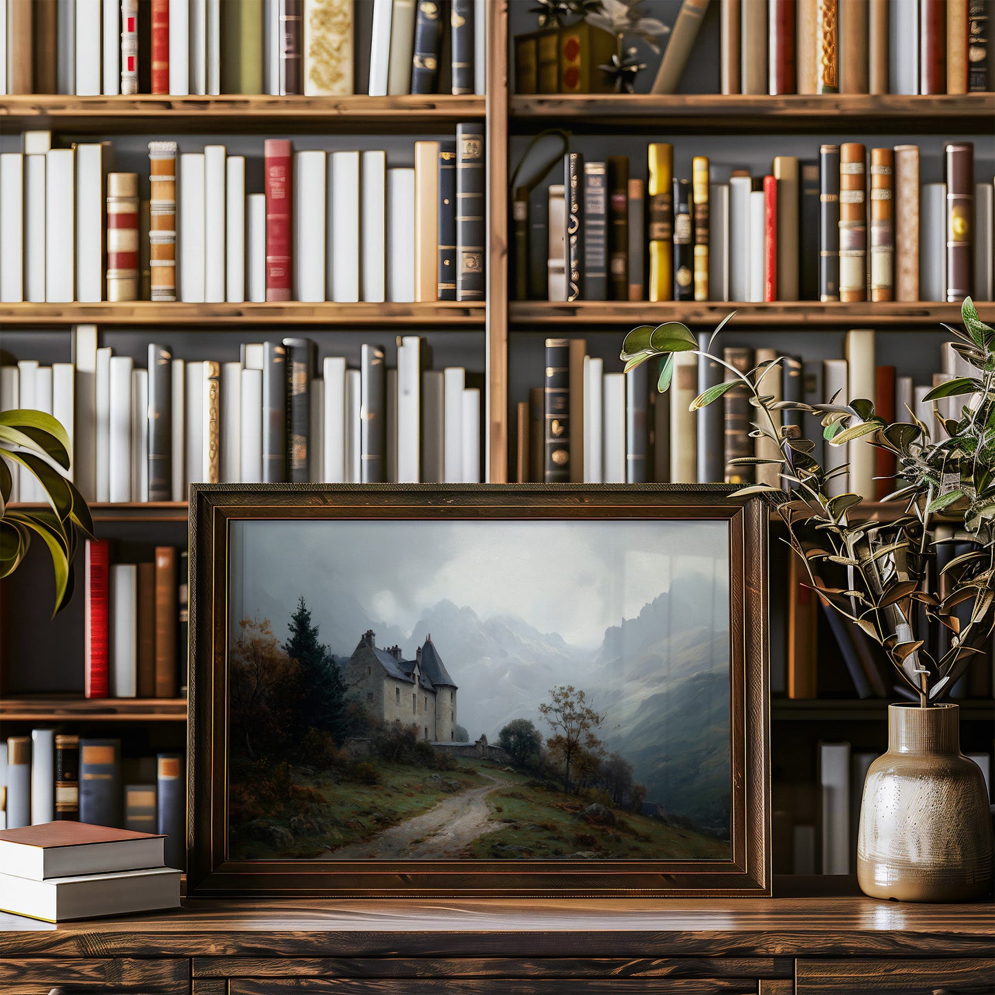 Castle Perched On Misty Hillside