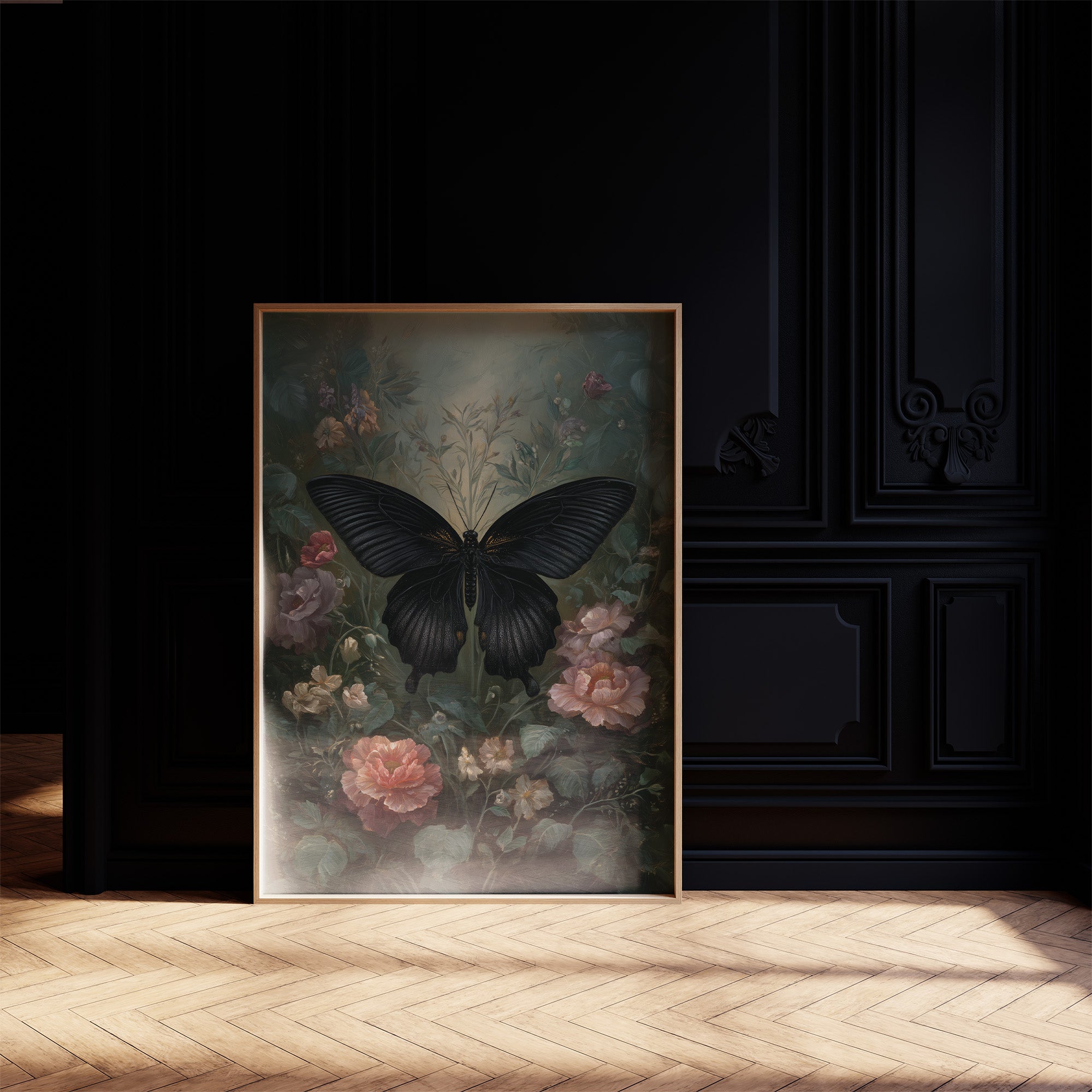 Midnight Blooms Against Dark Walls