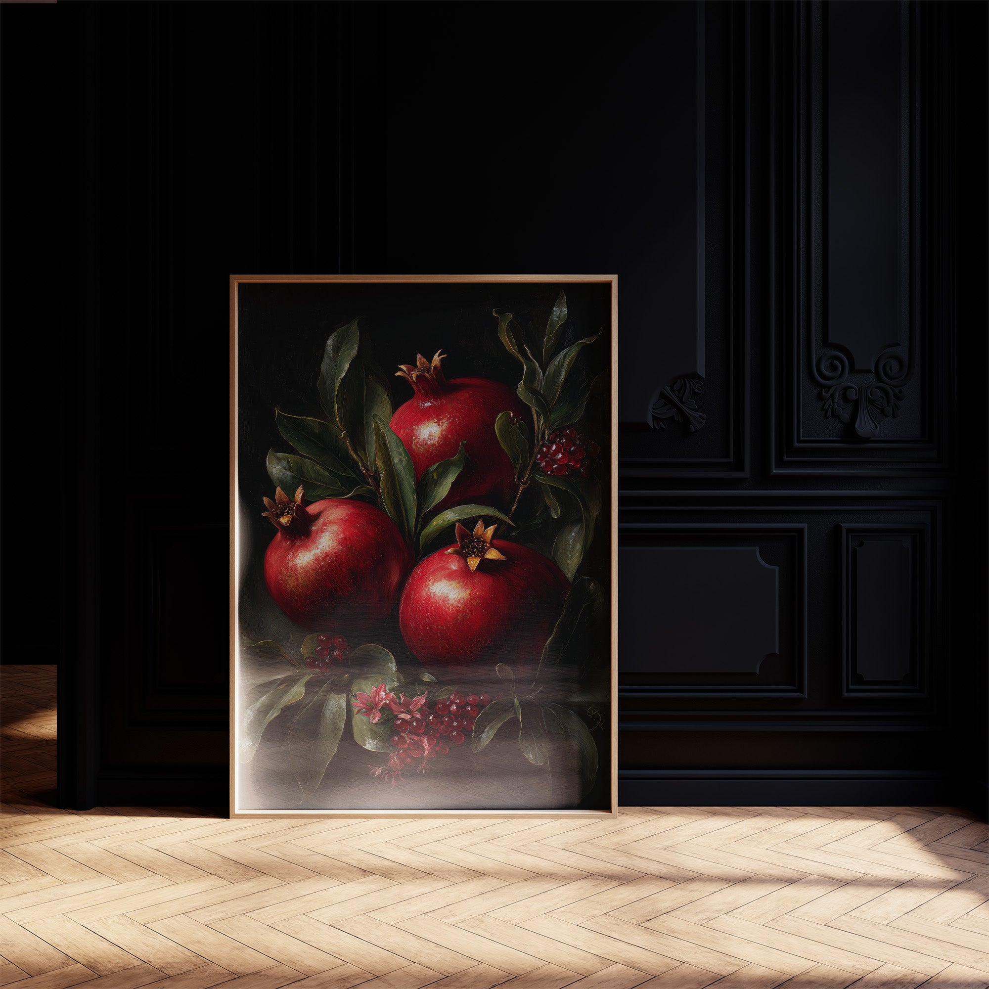 Crimson Jewels Against Midnight Canvas