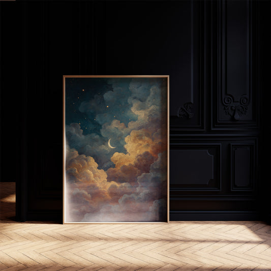 Crescent Rests Among Golden Clouds