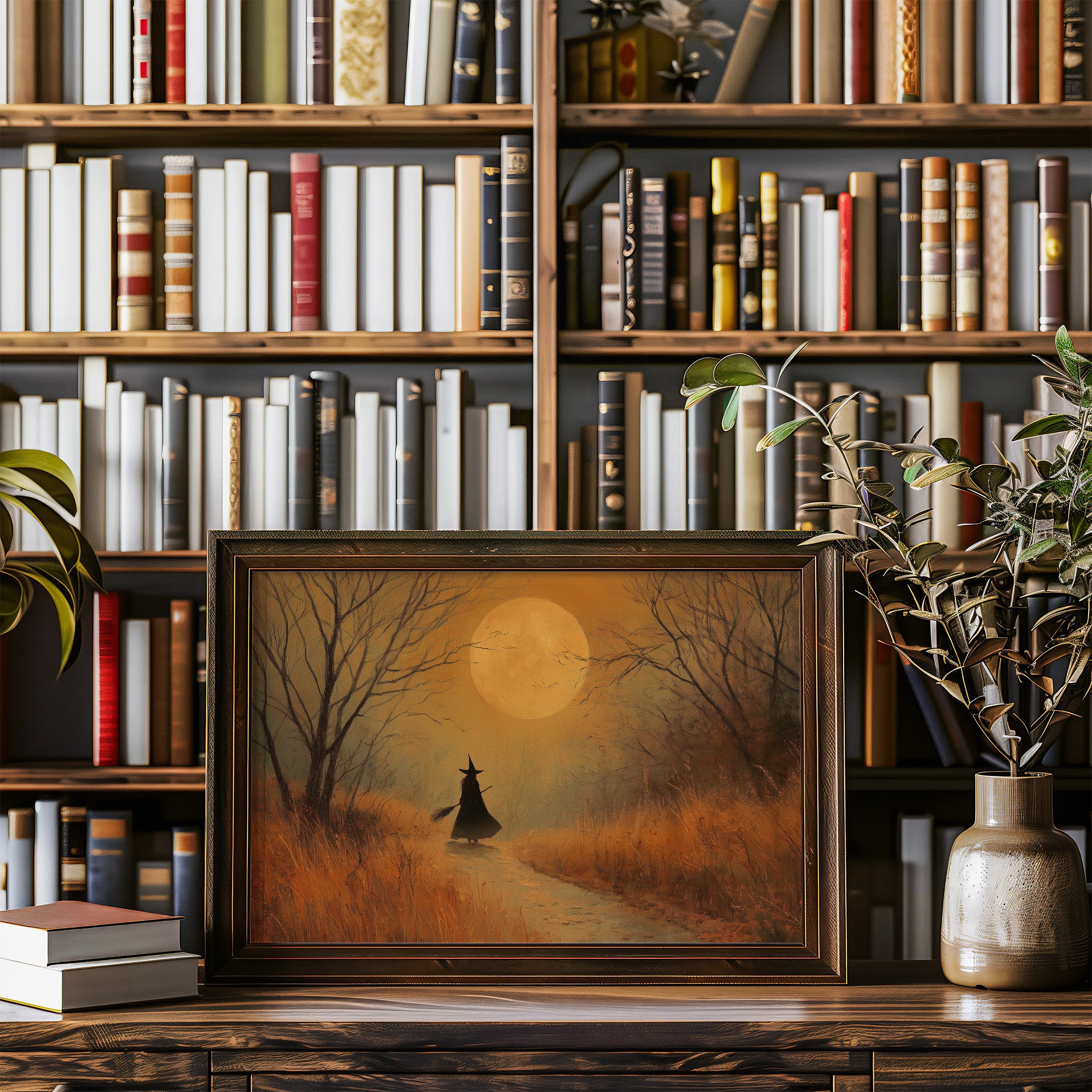 Autumn Path Under Harvest Moon