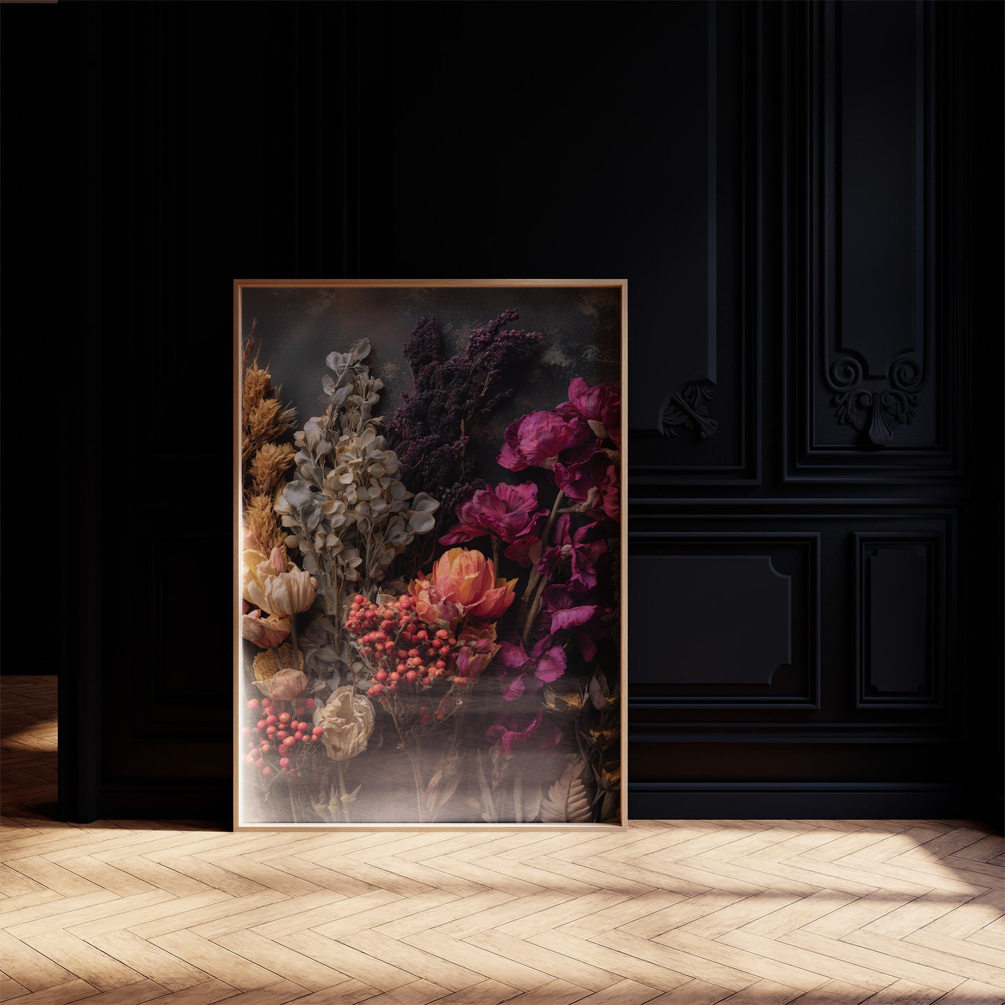 Velvet Blooms Against Midnight Walls