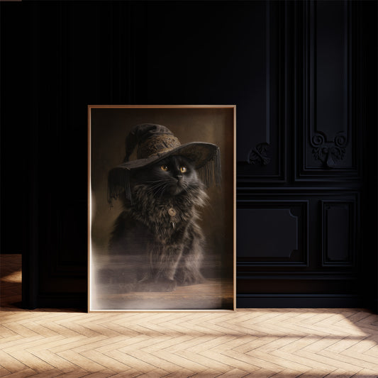 Midnight Feline Wears Victorian Elegance