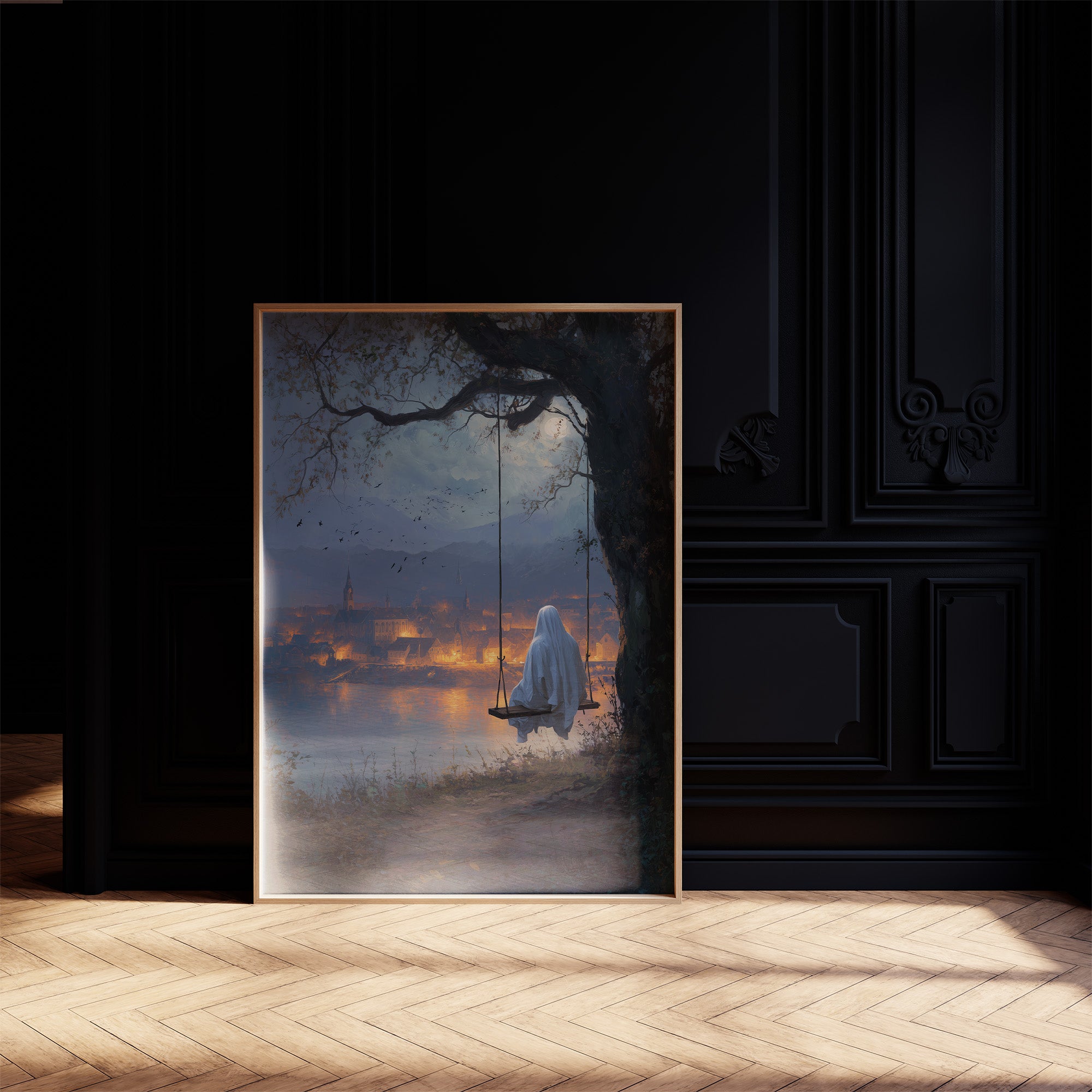 Midnight Swing Above Glowing Harbor