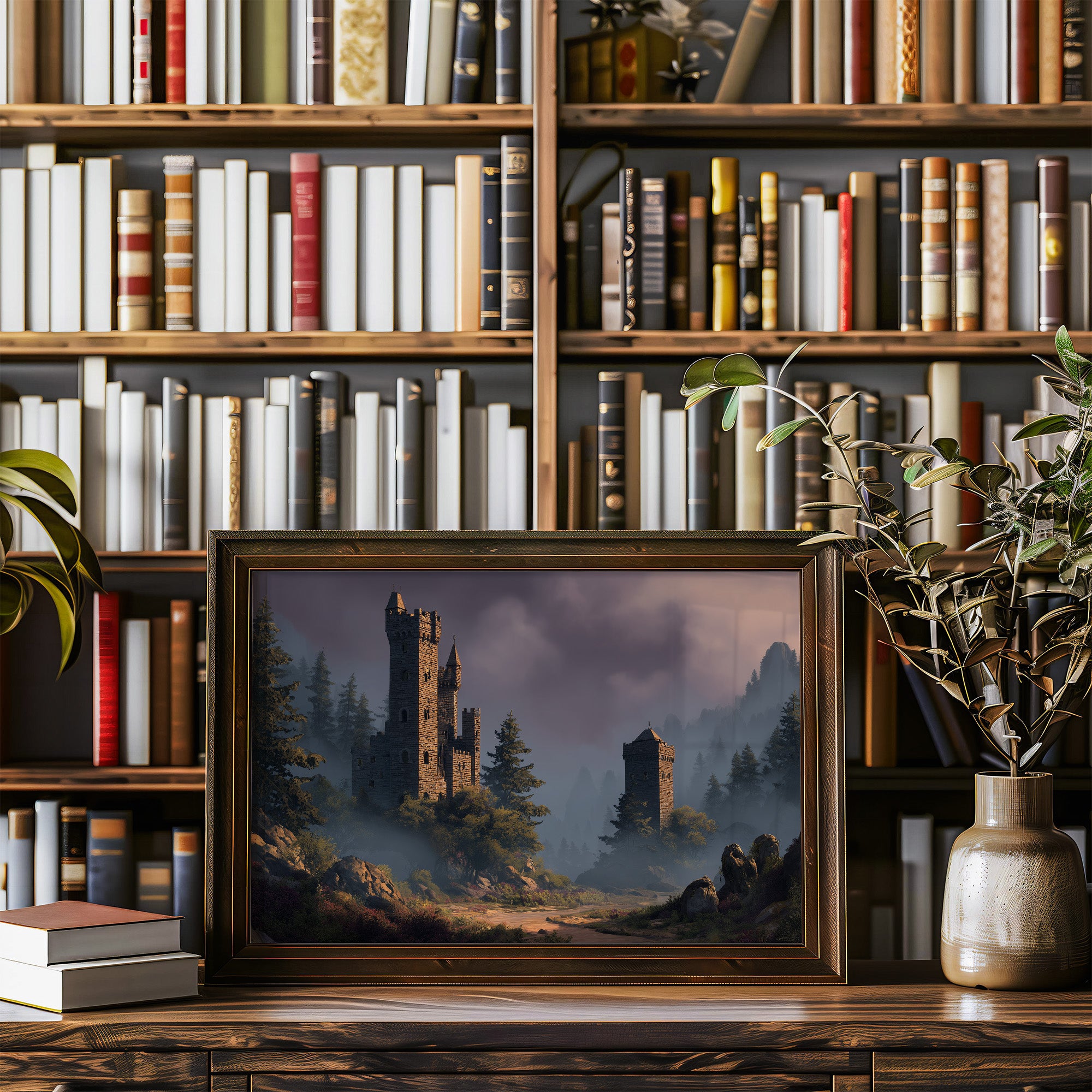 Ancient Towers Amid Mountain Mist