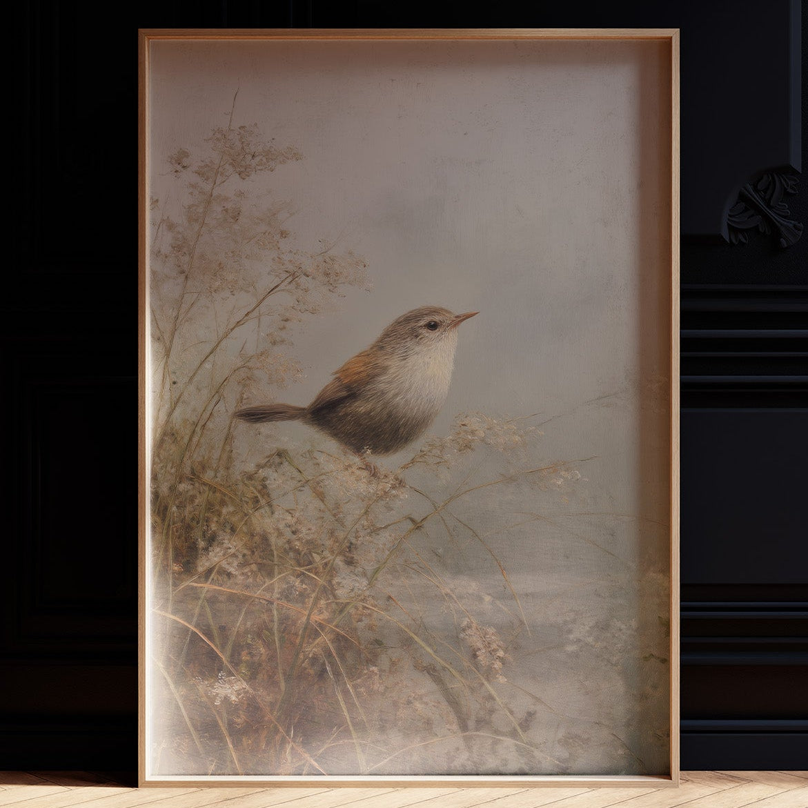 Wren Perches Among Autumn Reeds