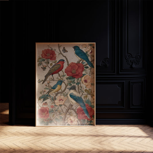 Songbirds Among Coral Blooms