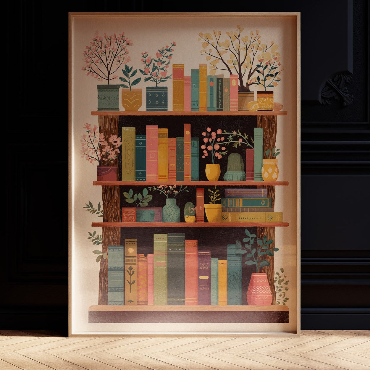 Books Bloom Among Potted Trees