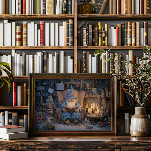 Candlelit Scholar Among Stacked Tomes