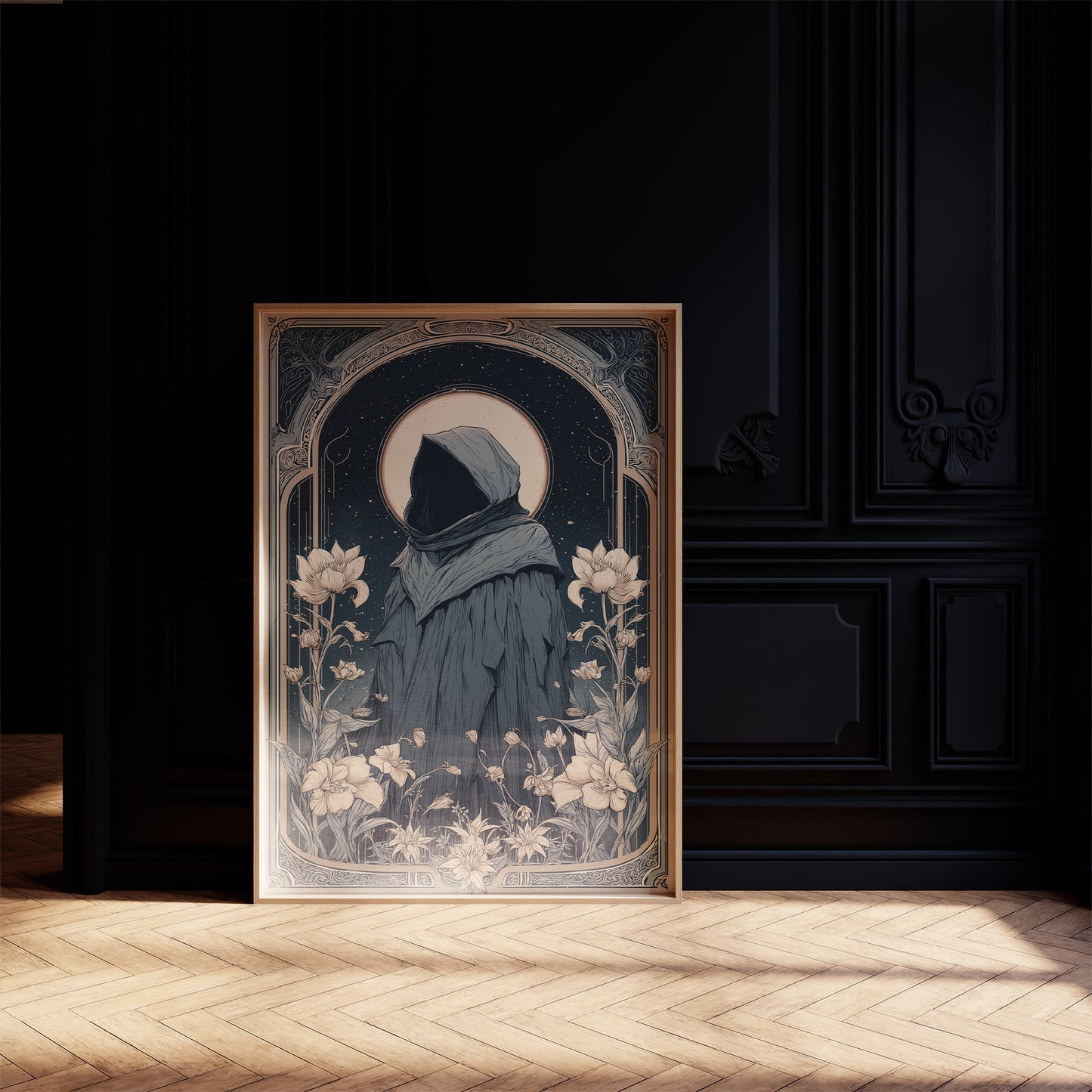 Moonlit Pilgrim Among Lotus Blossoms